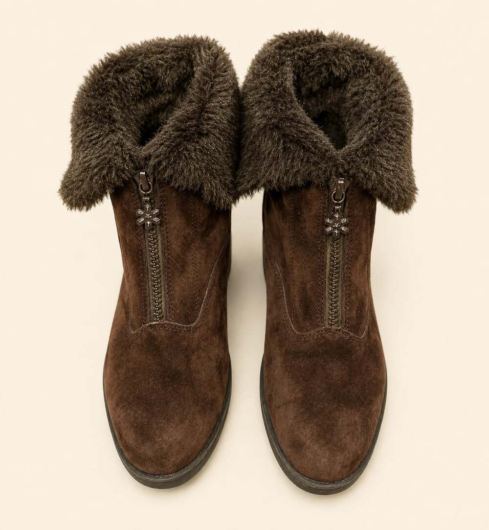 Hush Puppies Brown Suede Faux Fur Zip Winter Boots Women’s 7.5 Y2K